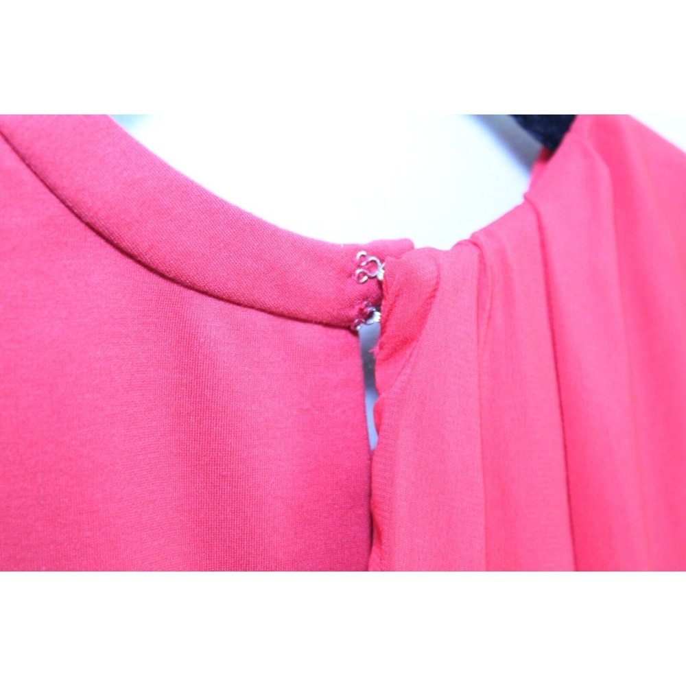 J. Peterman Sleeveless Chiffon Overlay Pleated Dress Red Size 0 Stretch Cocktail - Picture 9 of 15
